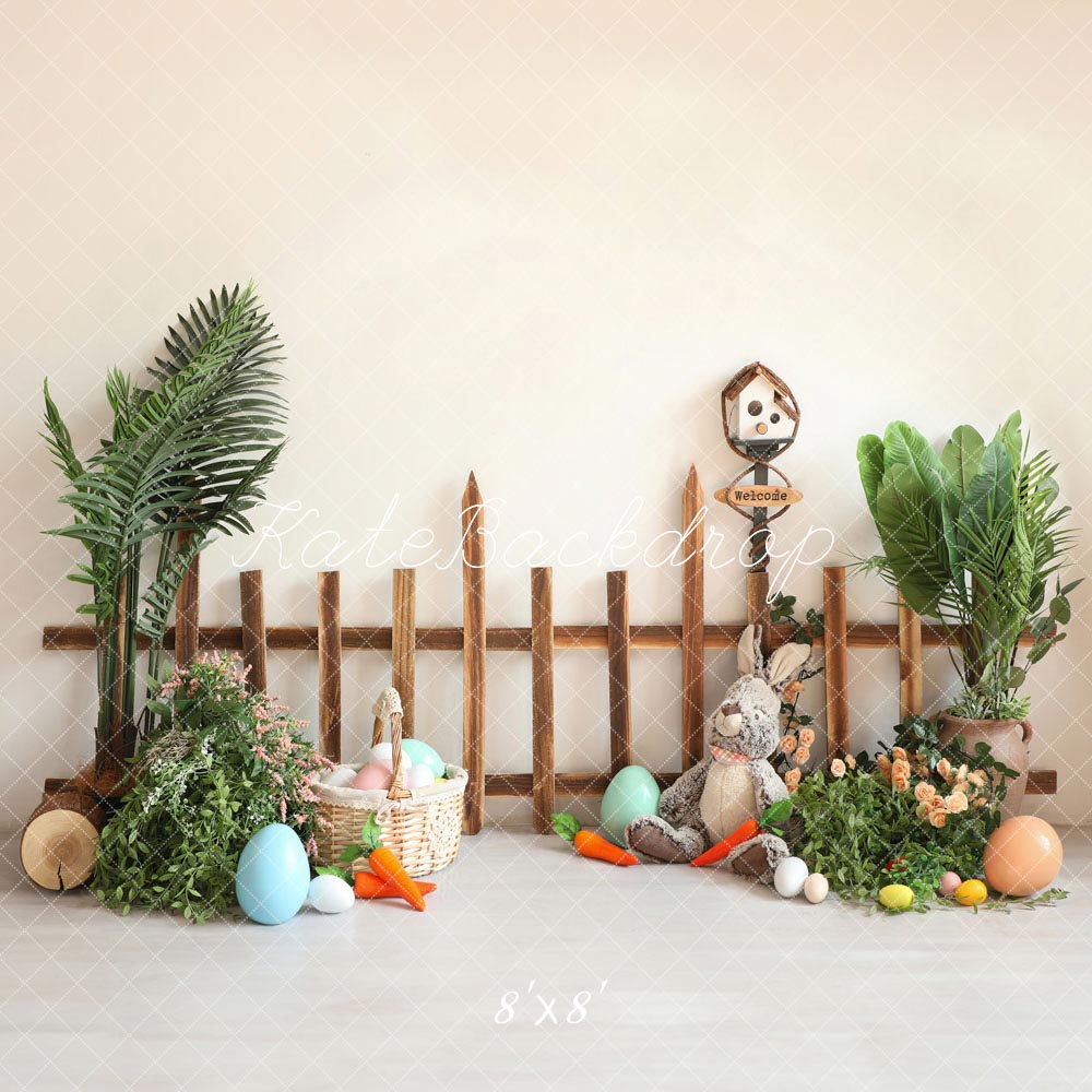 Uova di Pasqua Fiori Coniglio Recinzione Sfondo progettato da Emetselch