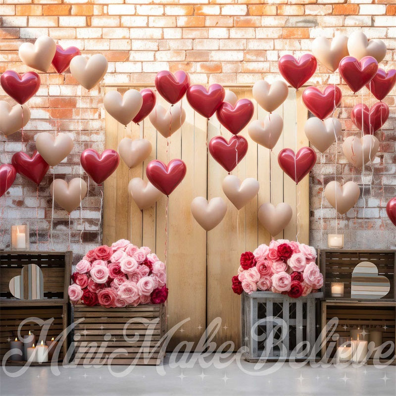 Giorno di San Valentino Interni Granaio Rosso e Bianco Palloncini Sfondo San Valentino Progettato da Mini MakeBelieve
