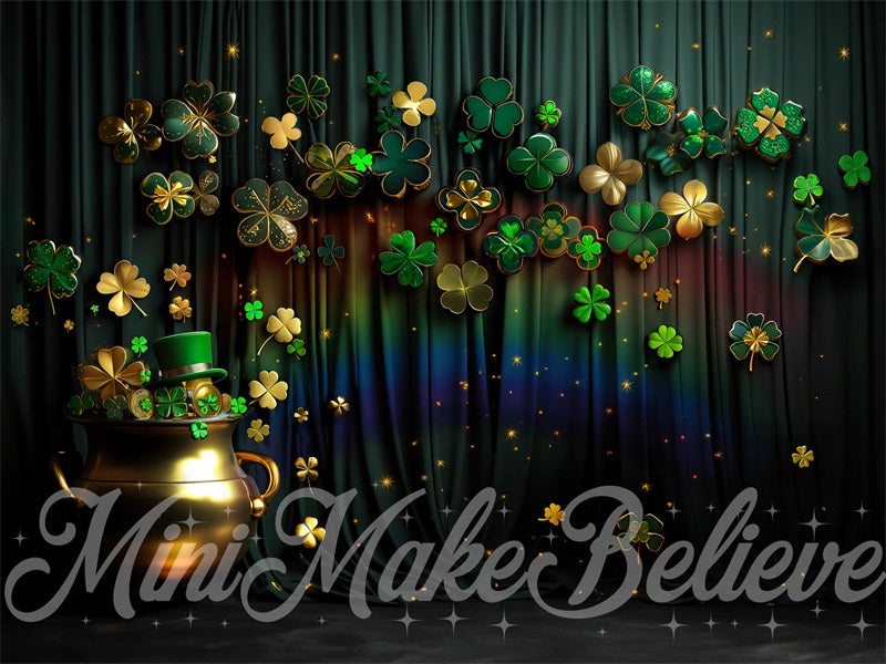 Kate Saint Patty Green Shamrock Rainbow Wall Backdrop Designed by Mini MakeBelieve