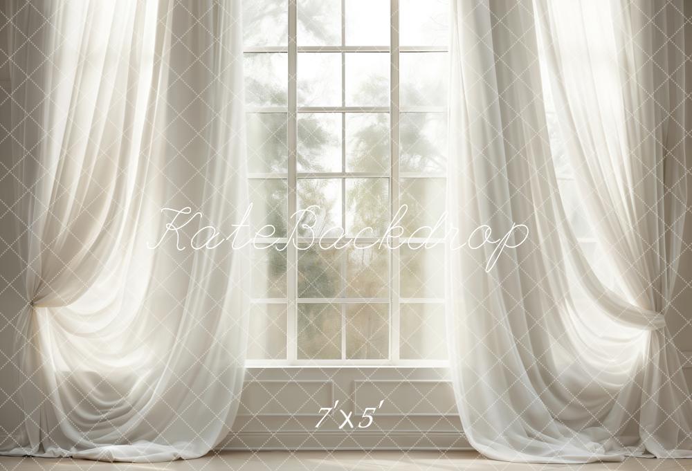 Kate Pet Spring White Curtains Windows Room Backdrop Designed by Chain Photography