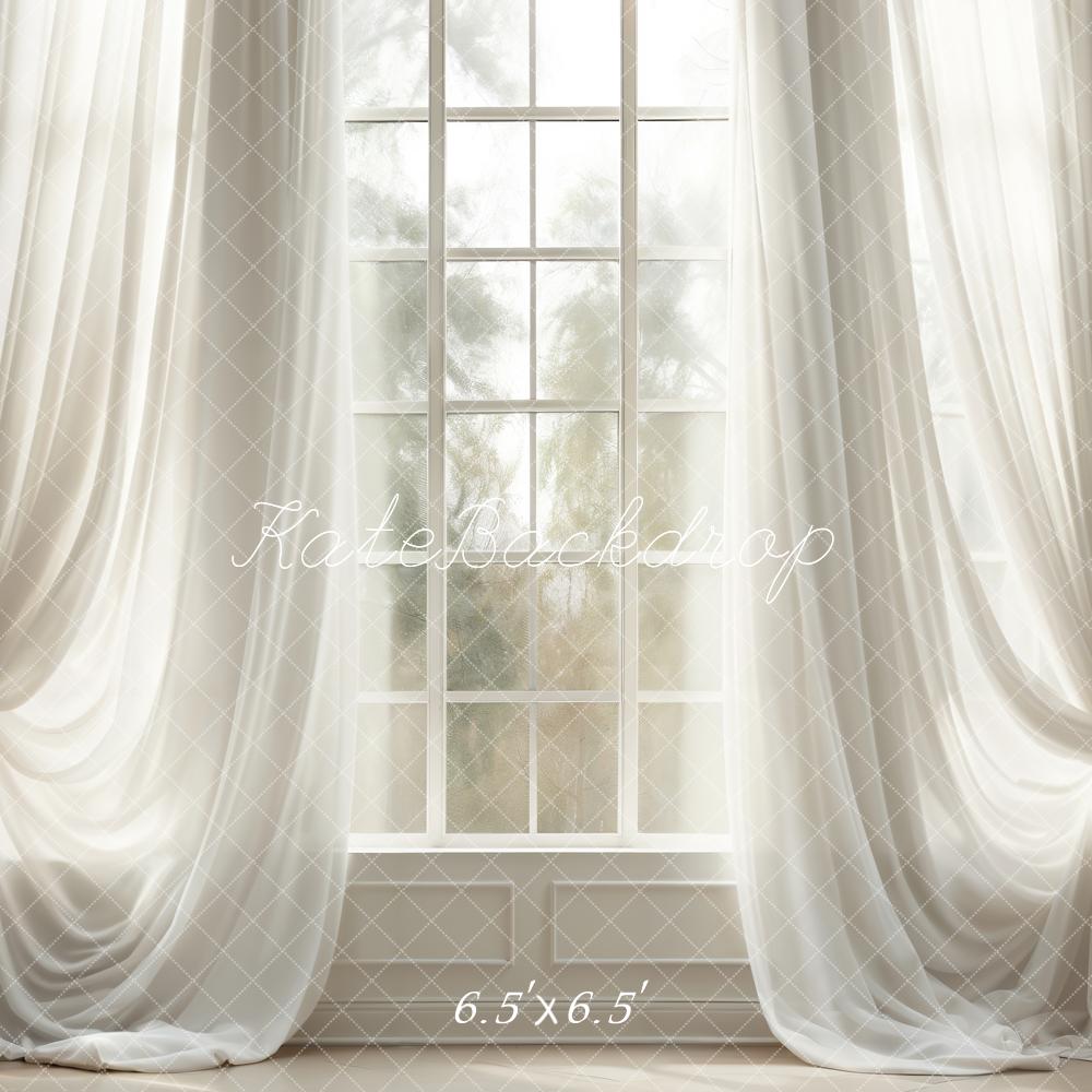 Kate Spring White Curtains Windows Room Backdrop Designed by Chain Photography