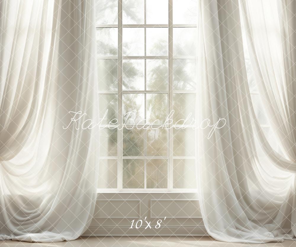 Kate Spring White Curtains Windows Room Backdrop Designed by Chain Photography