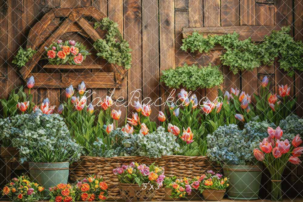 Puerta de fondo de fragante flor de tulipán de primavera diseñada por Emetselch
