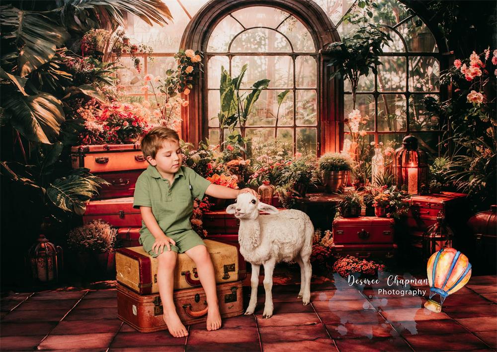 Lente Groene Planten Raamdecoratie Ontworpen door Chain Fotografie