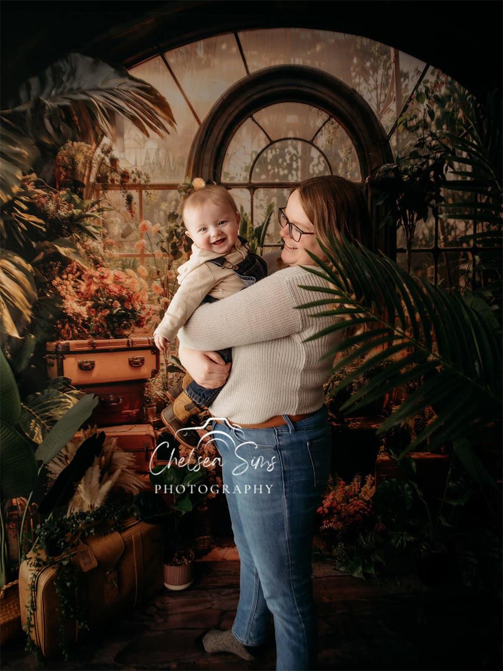 Lente Groene Plant Venster Foto Achtergrond Ontworpen door Chain Photography