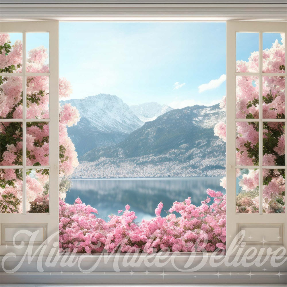 Kate Spring Easter French Doors Flowerfield Mountains Backdrop Designed by Mini MakeBelieve
