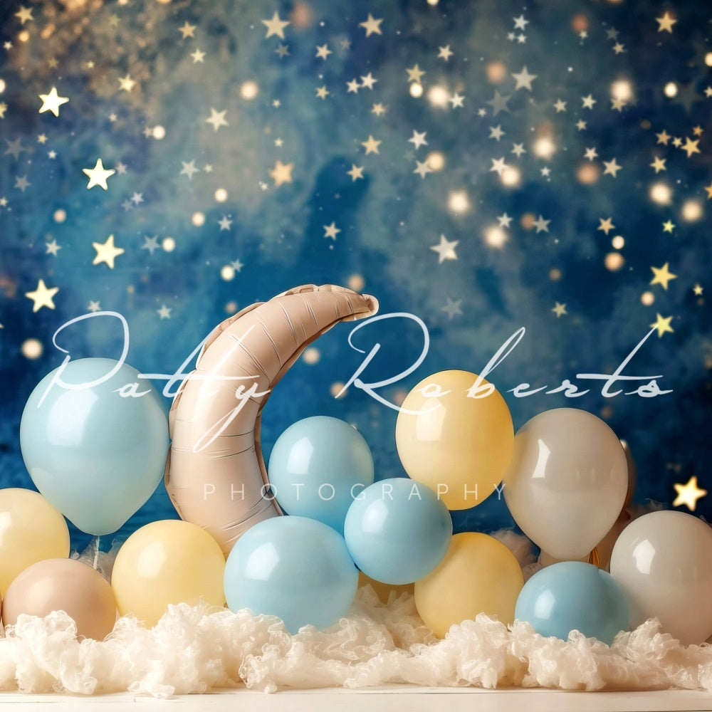 Kate Birthday Moon and Balloons Backdrop Designed by Patty Robert