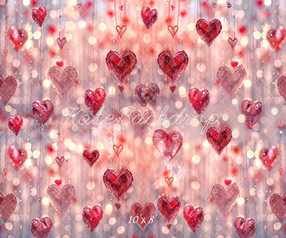 Valentine's Day Roze Hart Kristallen Foto Achtergrond Ontworpen door Chain Photography