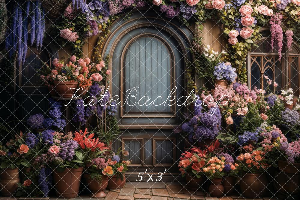 Lentebloemen Houten Deurachtergrond Ontworpen door Chain Photography