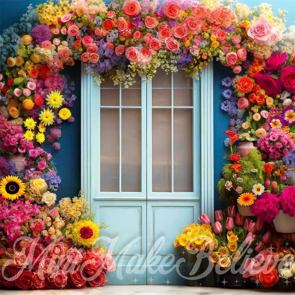 Kate Spring Rainbow Floral Arch Doors Backdrop Designed by Mini MakeBelieve