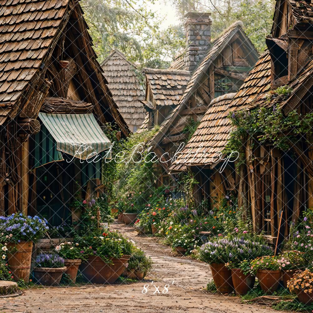 Kate Spring Greenery Wooden House Path Backdrop Designed by Chain Photography