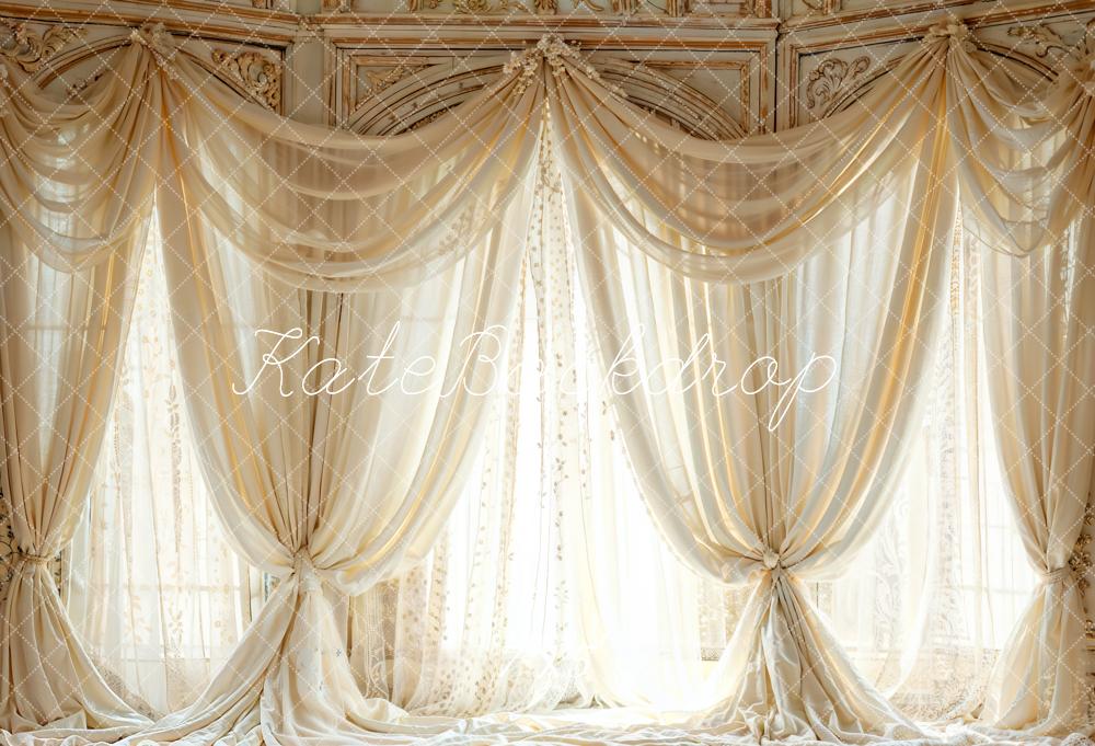 Kate White Vintage Arch Window Curtains Backdrop Designed by Emetselch