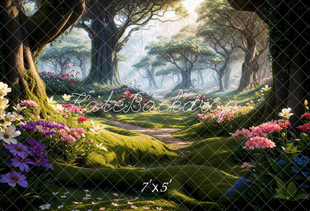 Kate Spring Flowers Forest Path Backdrop Designed by Chain Photography