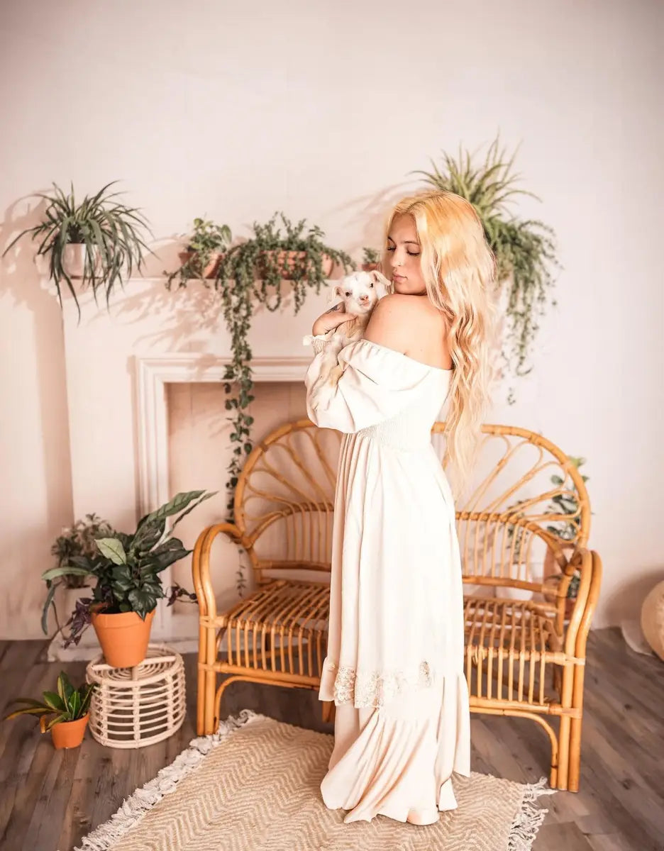 Kate White Fireplace With Spring Greenery Backdrop Designed by Emetselch