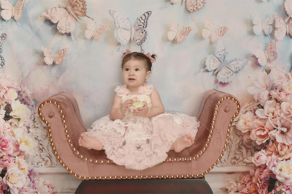 Kate Artistic Style Flower Butterfly Wall Printed Backdrop Designed by Emetselch
