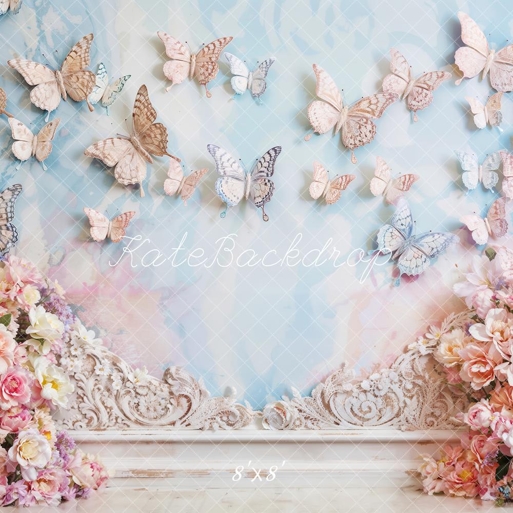 Kate Artistic Style Flower Butterfly Wall Printed Backdrop Designed by Emetselch
