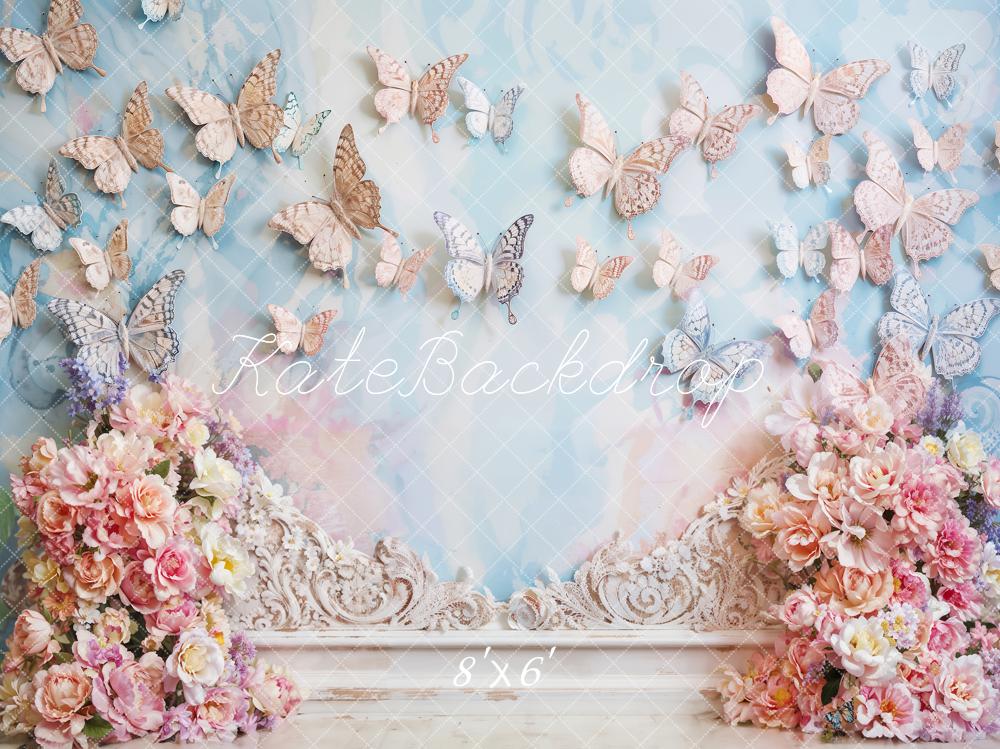 Kate Artistic Style Flower Butterfly Wall Printed Backdrop Designed by Emetselch