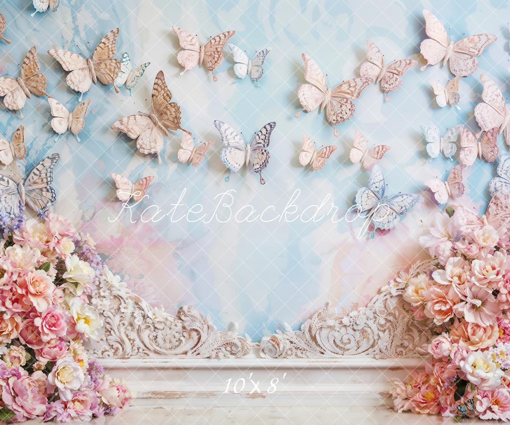 Kate Artistic Style Flower Butterfly Wall Printed Backdrop Designed by Emetselch