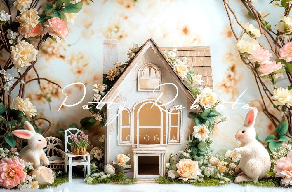 Fondo de Cabaña de Conejitos de Pascua diseñado por Patty Robert