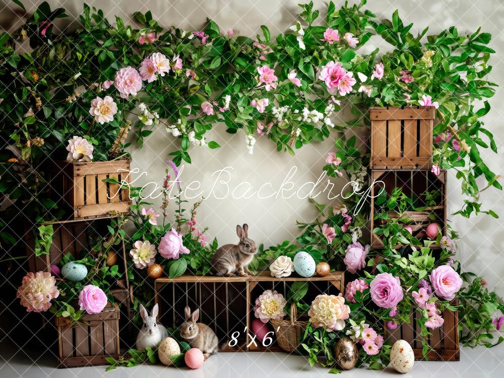Fondos de flores verdes de Kate y conejitos de Pascua diseñados por Patty Robert