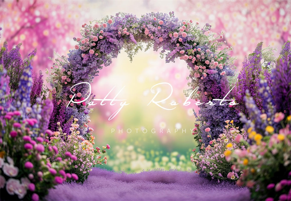 lavender flower backdrop Kate Violet Spring Flowers Arch Printed Backdrop Designed by Patty Robert, 7x5ft