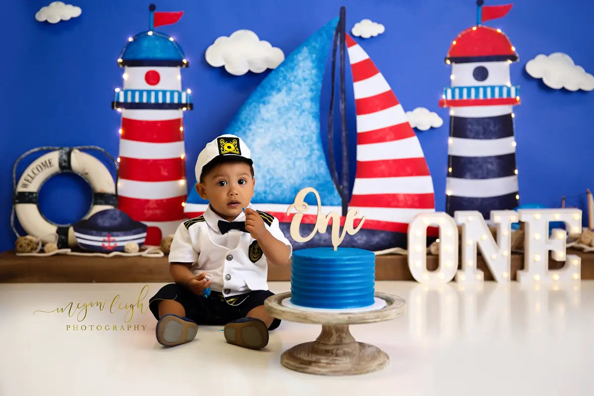 Kate Sail Away Cakesmash Backdrop Designed by Megan Leigh Photography