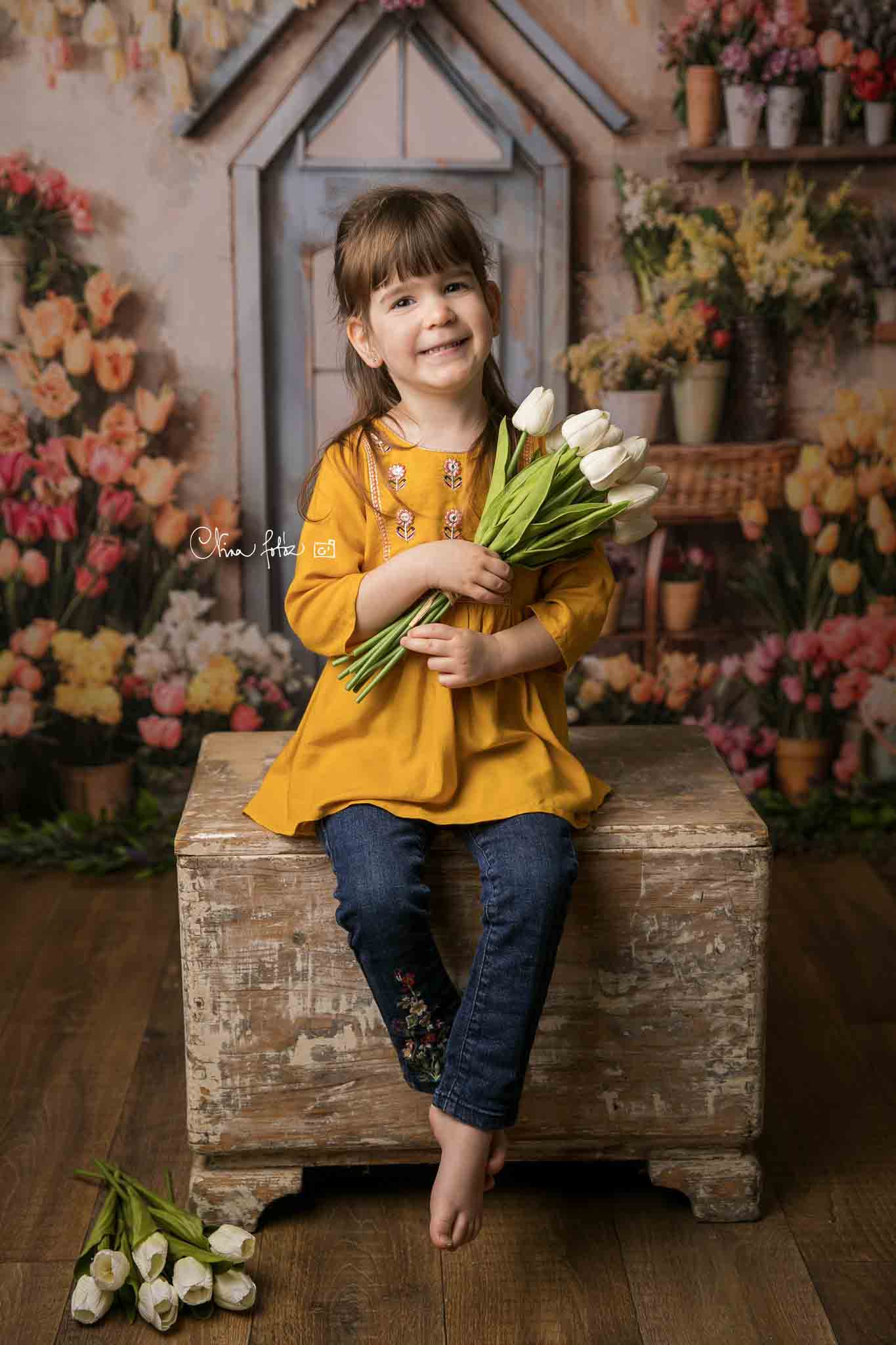 Kate Spring Flowers Tulips Greenhouse Backdrop Designed by Emetselch