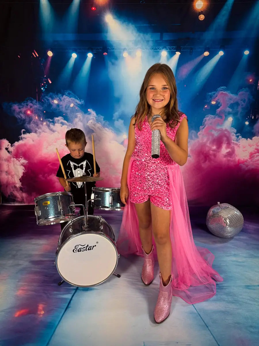 Fondo de escenario de iluminación de humo rosa diseñado por Emetselch