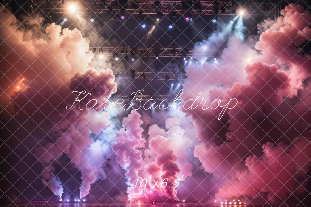 Telón de iluminación rosa de humo y escenario diseñado por Emetselch