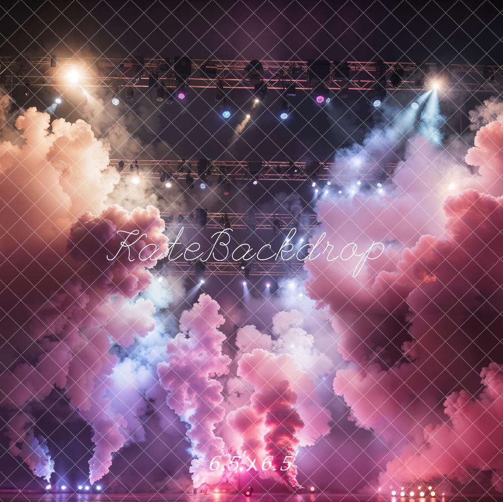Telón de iluminación rosa de humo y escenario diseñado por Emetselch