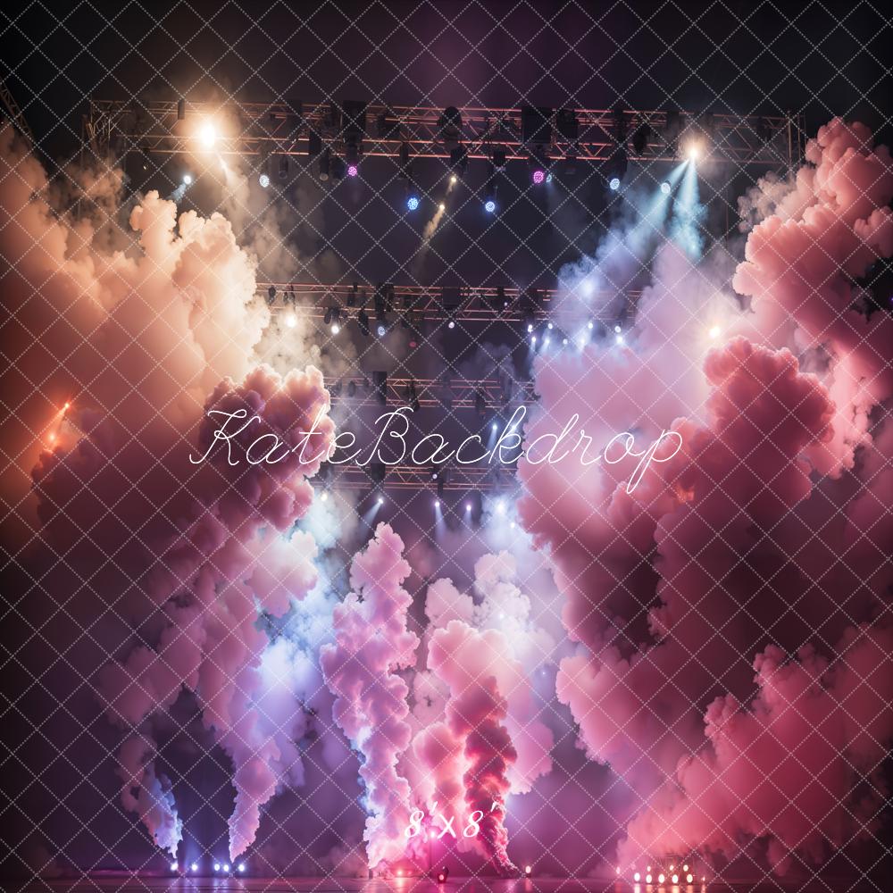 Telón de iluminación rosa de humo y escenario diseñado por Emetselch