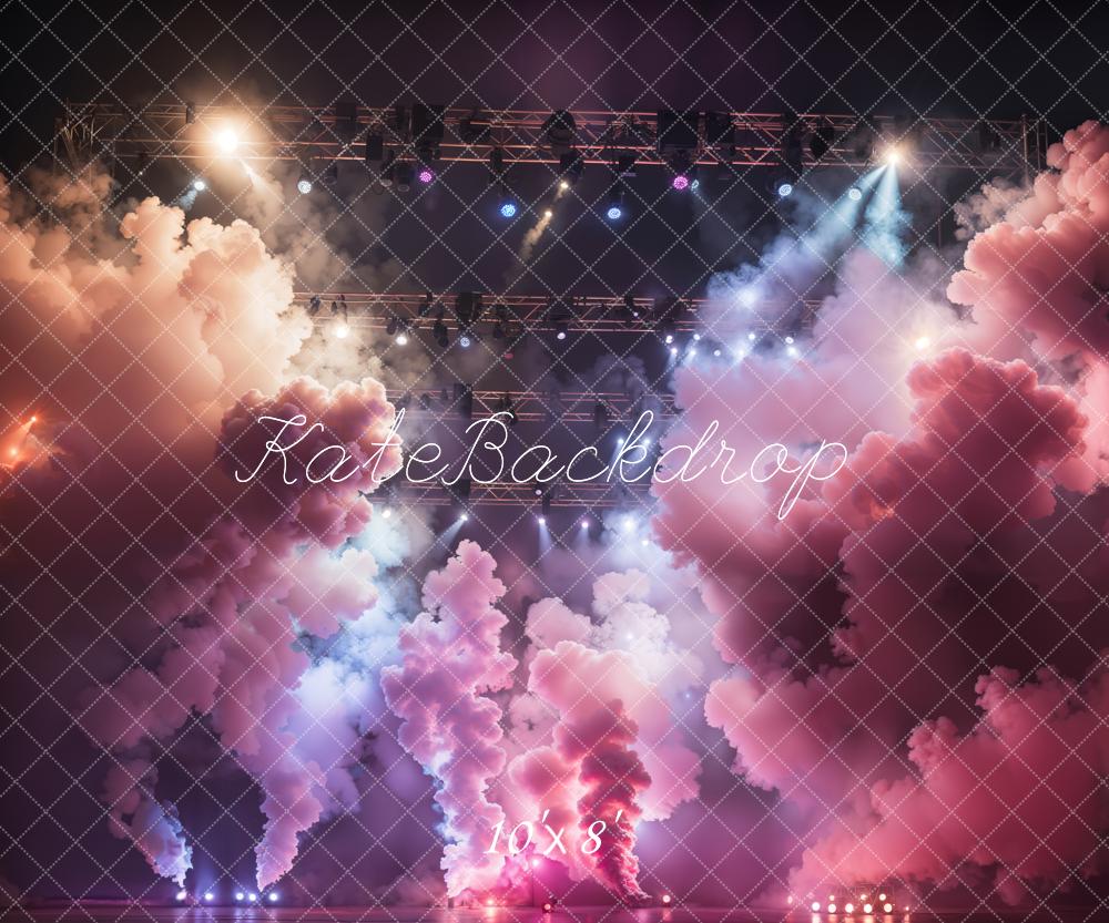 Telón de iluminación rosa de humo y escenario diseñado por Emetselch