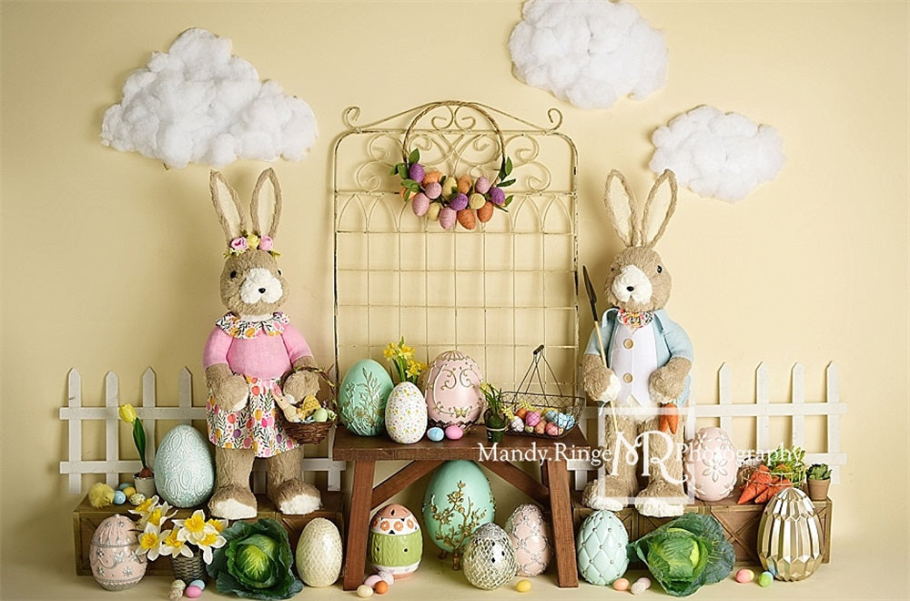 Paashaas-eierentuinachtergrond ontworpen door Mandy Ringe fotografie