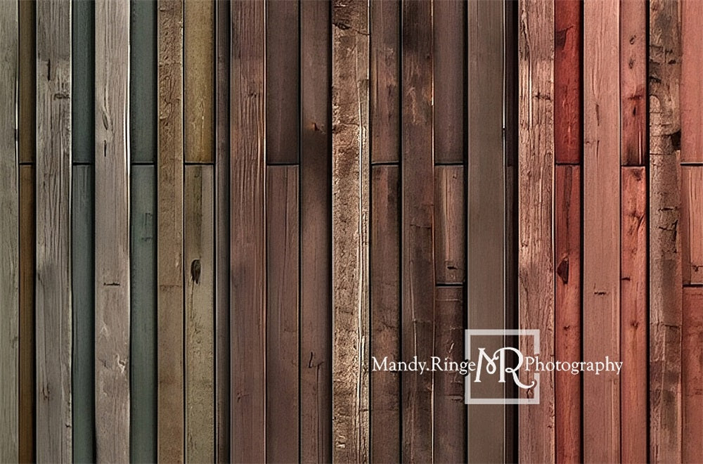 Vervagende Rustieke Regenboog Schuurhouten Vloer Foto Achtergrond Ontworpen door Mandy Ringe Fotografie