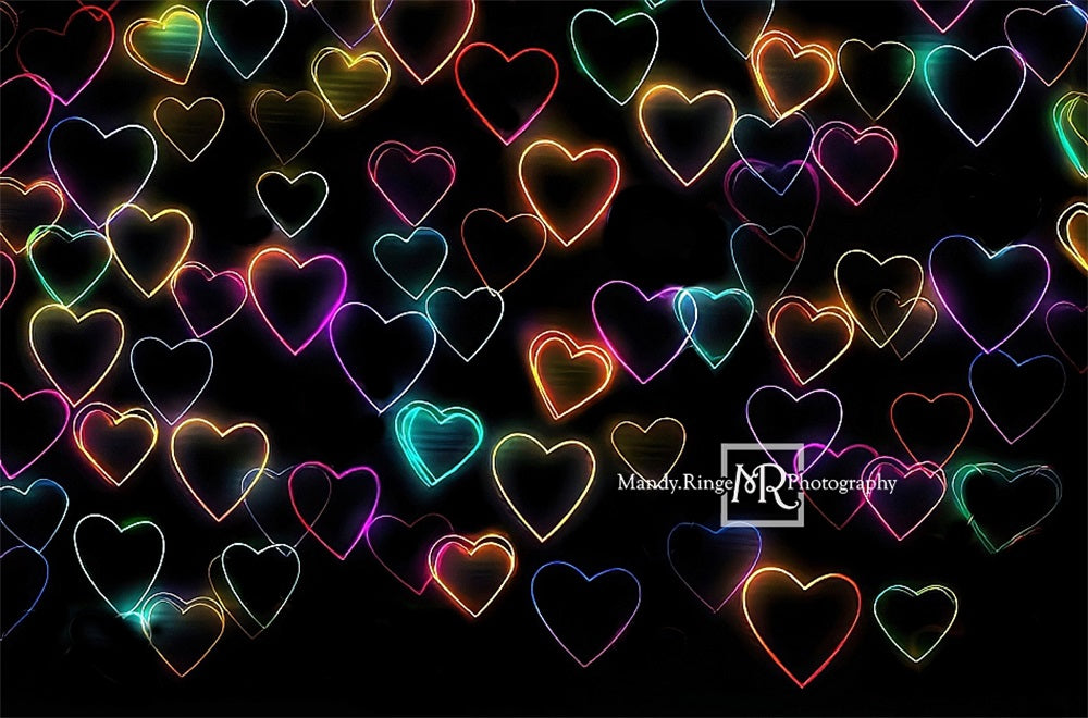 Glowing Retro Neon Hearts Foto Achtergrond Ontworpen door Mandy Ringe Fotografie