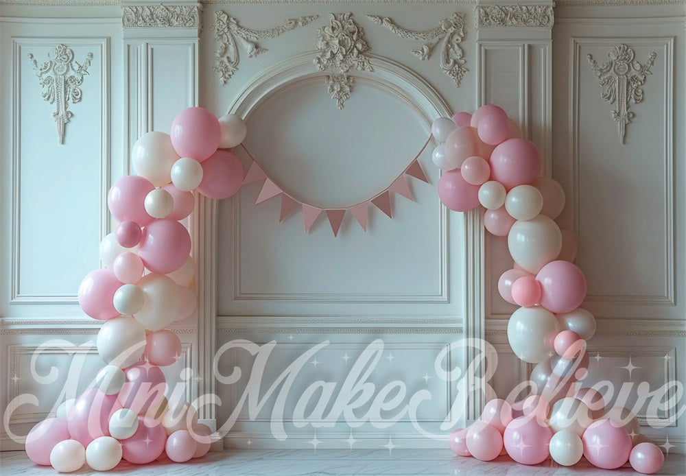 Sfondo per festa rosa fantasioso per interni progettato da Mini MakeBelieve