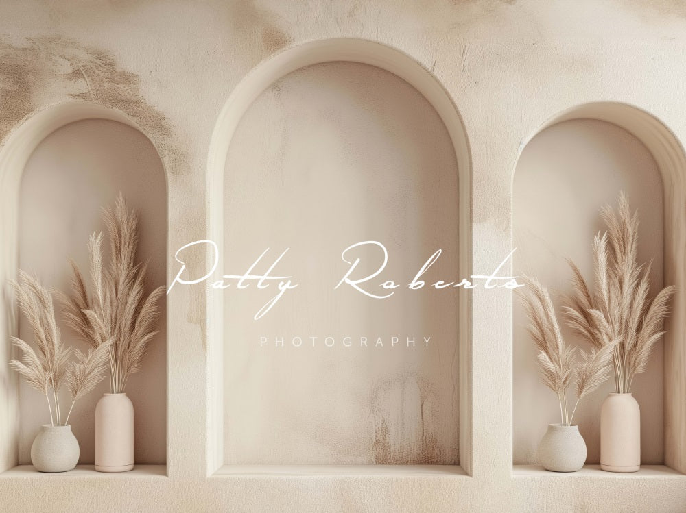 SALE Kate Boho Neutral Pampas Grass Beige Arch Wall Backdrop Designed by Patty Robert