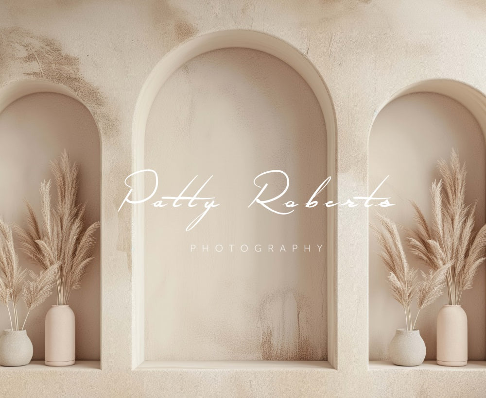 SALE Kate Boho Neutral Pampas Grass Beige Arch Wall Backdrop Designed by Patty Robert