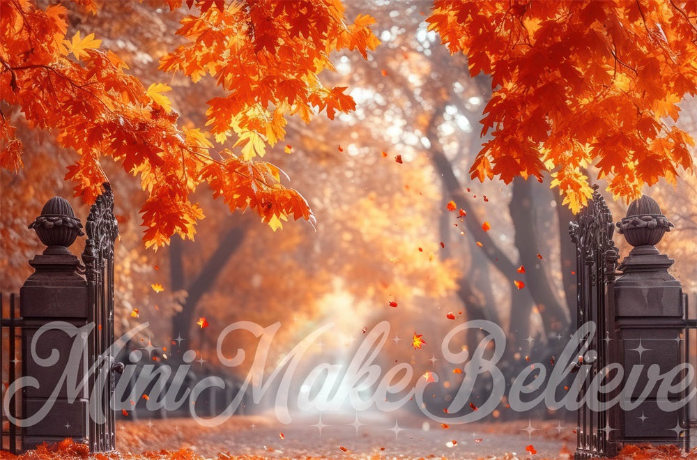 Herfst Esdoornblad Poortachtergrond Ontworpen door Mini MakeBelieve