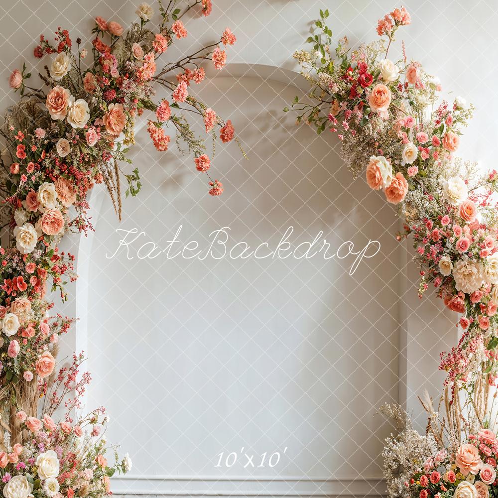 Kate Spring Wedding White Arch Pink Floral Garland Backdrop Designed by Emetselch