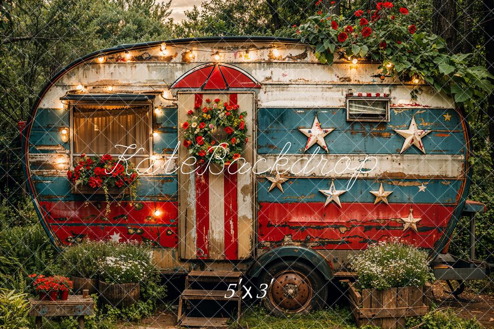 Kate American Independence Day Forest Old RV Backdrop Designed by Emetselch