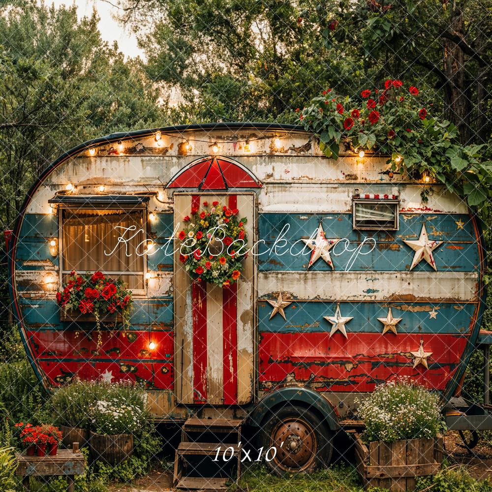 Kate American Independence Day Forest Old RV Backdrop Designed by Emetselch