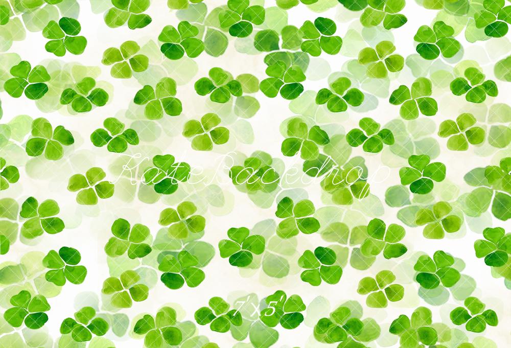 Fondo de suelo de tréboles verdes claros diseñado por Kate para el Día de San Patricio