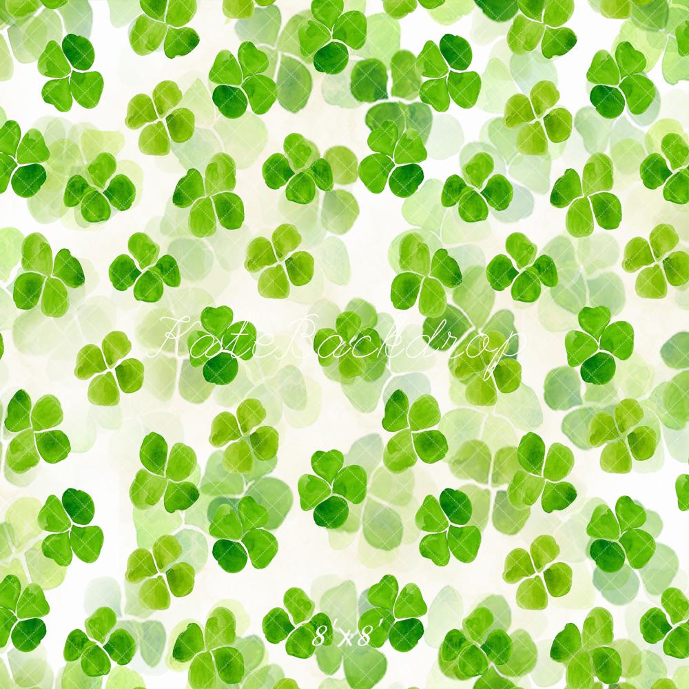Fondo de suelo de tréboles verdes claros diseñado por Kate para el Día de San Patricio