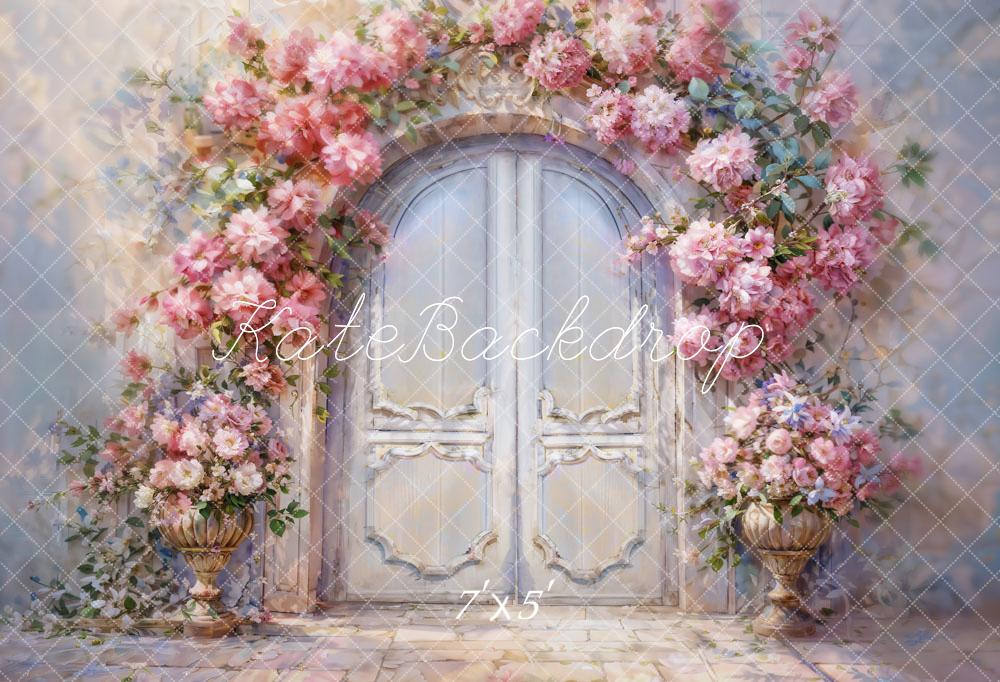 Fantasy Pink Flower Wall Arched Door Backdrop progettato da GQ