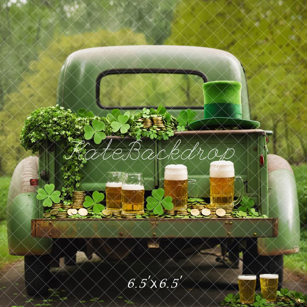 Kate St. Patrick's Day Beer Clover Green Truck Backdrop Designed by Emetselch