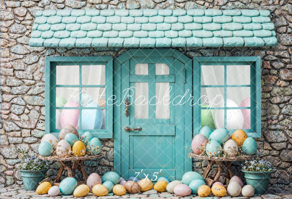 Kate Easter Egg Abstract Green Room Stone Wall Backdrop Designed by Emetselch