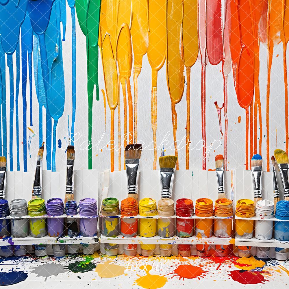 Strumenti di acquerello per il ritorno a scuola Sfondo colorato per dipinti artistici progettato da Emetselch