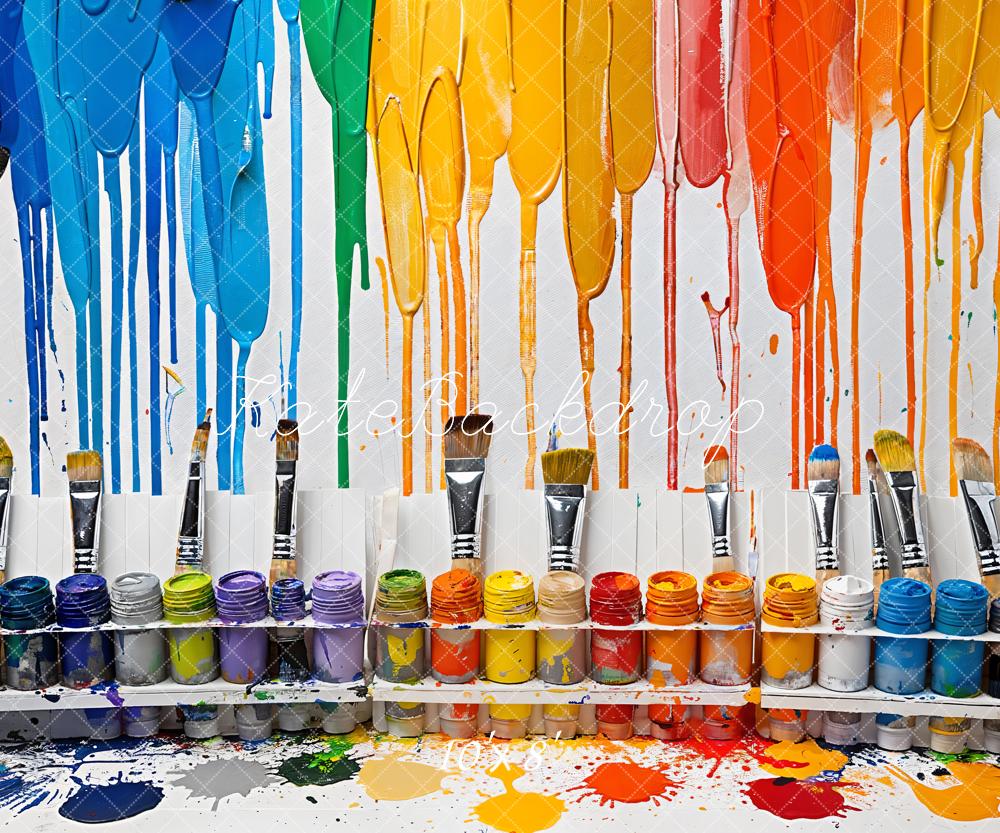 Strumenti di acquerello per il ritorno a scuola Sfondo colorato per dipinti artistici progettato da Emetselch