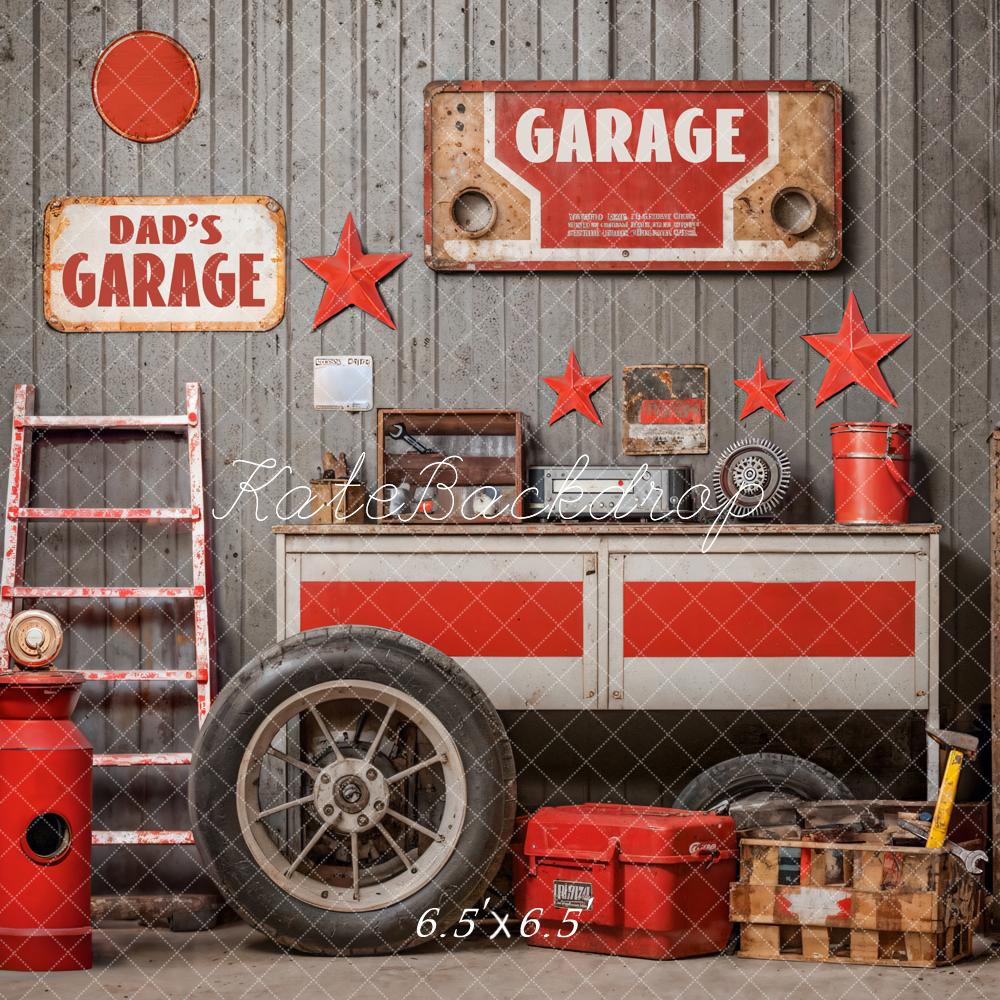 Kate Father's Day Red Star Tool Garage Backdrop Designed by Emetselch